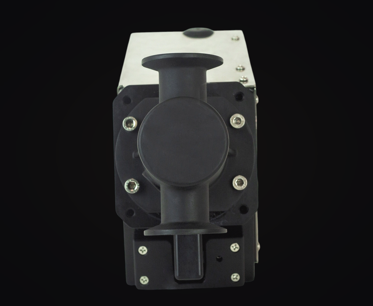 Front view of the VS10-Series milliliter metering pump with molded pump head