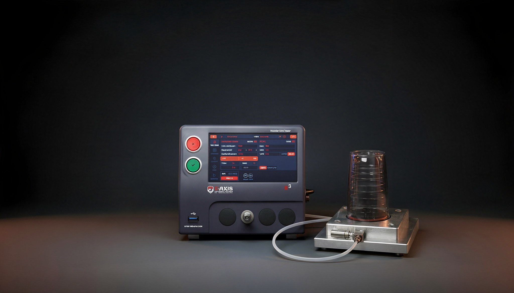 Z5 leak tester with a production test fixture on a studio stage